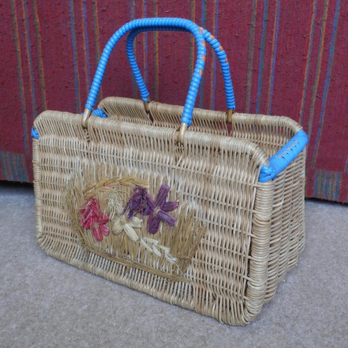 Vintage 1950s wicker shopping - vintage,