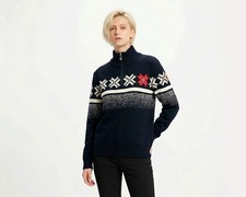 Dale of Norway 100% Merino wool Nordic Zip Neck Women's Jumper Sweater Size M