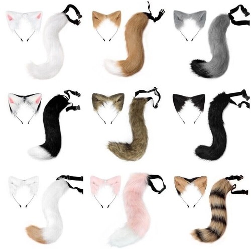 Faux fur fox wolf ears - faux,