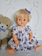 Palitoy Tiny Tears Doll 1970s ~ 16" Vintage Vinyl Baby Doll with Grey Eyes