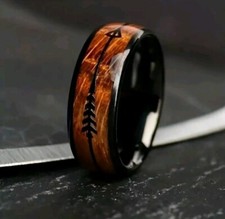 Mens Wood Inlay Ring Arrow