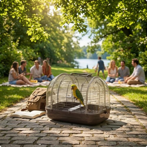 Portable bird cage with perch - cage,