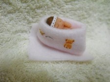 OOAK Dollshouse miniature polymer clay  3.5 cm   baby doll in  crib