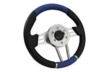 BLACK BLUE CHROME D1 310mm AFTERMARKET SPORTS STEERING WHEEL FOR BMW