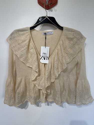 Zara knit top cream frill - knit,