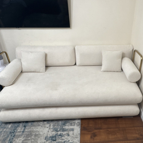 White solid fabric sofa gold - fabric,