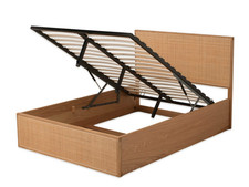 Snuggle Beds Raphael Rattan Ottoman Storage Bed | Oak Finish | King Size 5'