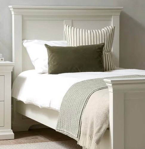 White wooden single bed frame - white,