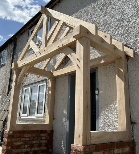 Traditionally built green oak