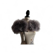 COAST Grey Ostrich Feather Bolero Cape Occasion Shrug Stole Armlets Size Small