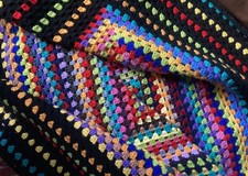 New Handmade Crochet Throw, Blanket, Multicoloured, 130 cms, 4ft 3”, Square
