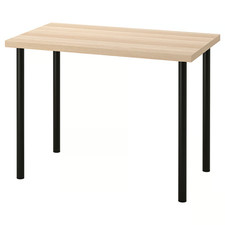 NEW IKEA White Stained Oak Effect Desk Lightweight Table Adjustable 100x60 cm