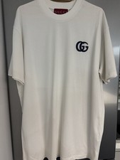 Gucci T Shirt In White with Embroidered Logo In White Size Large