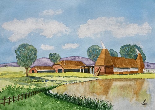 Painting oast houses - painting, of