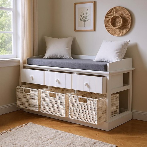 Large white bench - large, stool