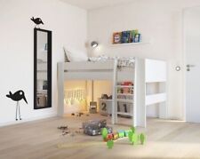 Memphis Single Mid Sleeper Loft Cabin Bed Surf White with Ladder Under Storage