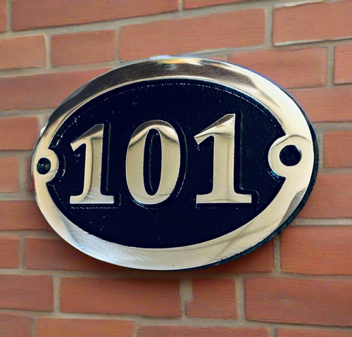Oval house number sign plaque - oval,