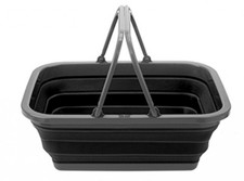 Black Collapsible Camping Washing Up Bowl with Handles | 38 x 28.5 x 16 cm 