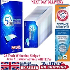 28 TEETH WHITENING STRIPS 5D Whiten Kit + ARMY & HAMMER WHITE PROTOOTHPASTE 75ML