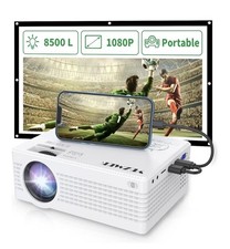Mini Projector 8500 LumenNative 1080P Full HD & 84" Screen Bundle