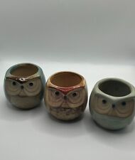 Three pottery mini owl