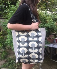Orla Kiely Black Grey Fabric