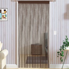 Hanging String Curtains Panels Door Fly Screen Room Divider Net Brown 90x200cm