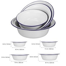 4 Pcs Enamel Bowl Vintage Basin Serving Bowls for Entertaining