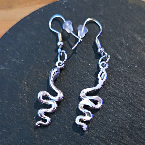 Silver snake dangle drop - silver, dangle/drop