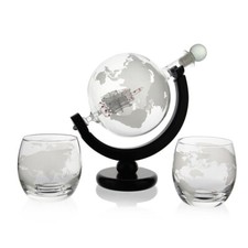 Globe Crystal Ball +2 Glasses Globe Decanter Gin Whisky Dispenser 800ml New