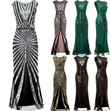 Vintage 1920's Flapper Dress Great Gatsby PROM Party Cocktail Sequins Long Dress