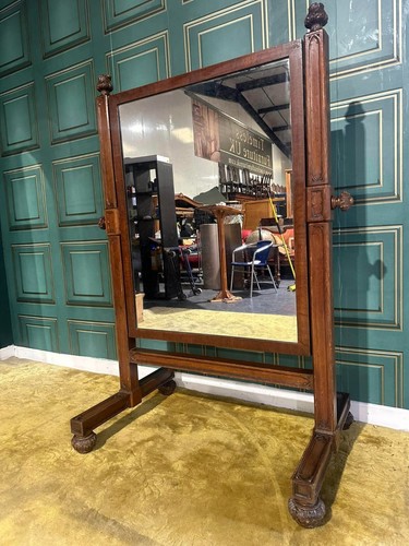 Antique pugin style oak cheval - antique,