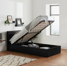 GFW SLO090BLK Side Lift Ottoman Storage Bedstead, Size Single - Black