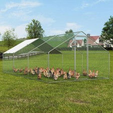 Walk-in Chicken Run Coop Cage Hens Rabbit Dogs Ducks Chickens Poultry Farm Steel