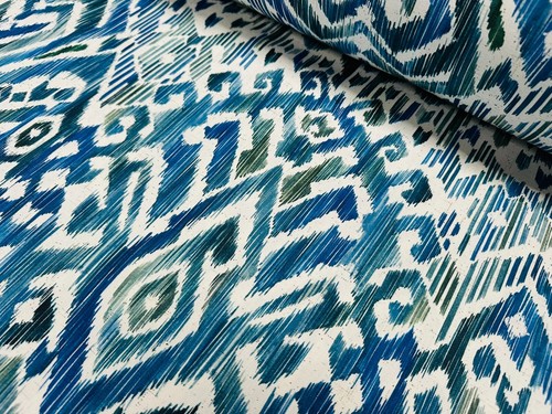 Blue green ikat - blue, floral