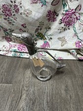 Vintage French Duck Decanter Bird Claret Jug Wine Flagon Silver Plate Glass