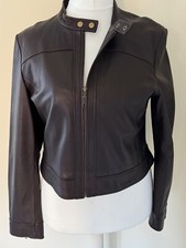 BRAND NEW PAUL COSTELLOE DRESSAGE DARK BROWN LEATHER JACKET - SIZE 18!!