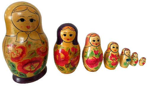 Old vintage russian matryoshka - old,