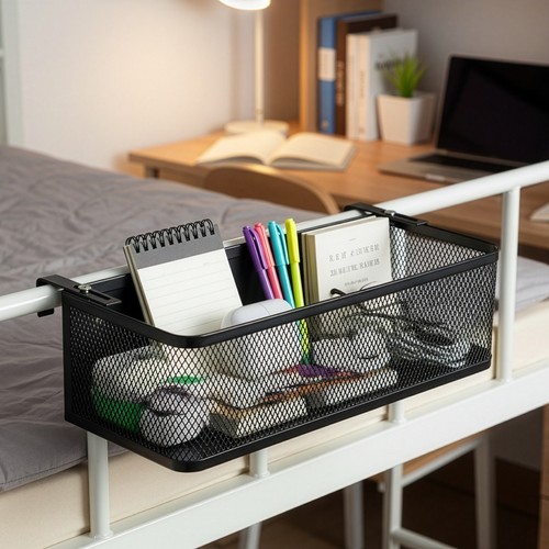 Metal bedside storage basket - bedside,