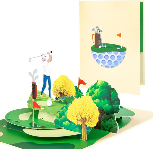 Golf pop greeting card - up,