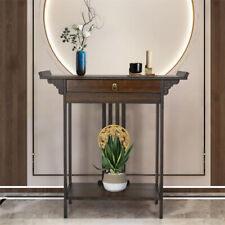 Vintage Rustic Hall Console Table Luxurious Totem Decor with Pull Drawer & Shelf