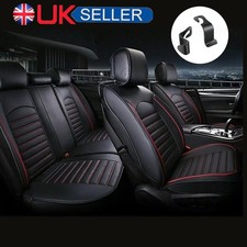 Black Full Set Car Seat Covers Deluxe Universal Protector PU Leather Seat Covers