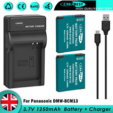 2x DMW-BCM13 DMW-BCM13E Battery + Charger For Panasonic Lumix DMC-FT5 TZ70 ZS50