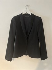 Zara Blazer Black Satin Lapel Tux Jacket Uk 8 10 Small S