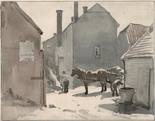 J D Kennedy - Watercolour Painting - Horse & Cart Farm Landscape - 20th Century