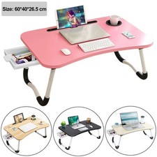 Folding Laptop Table with Storage Drawer Bed Tray Sofa Stand Portable PC Desk