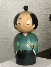 Usaburō Sosaku Kokeshi – Samurai Figure, Hand-Painted Japanese Wooden Doll 13 cm