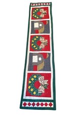 Christmas Holiday Handmade Quilted Table Runner Dresser Scarf  Shabby Chic 70”