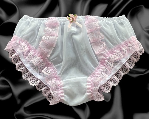 White frilly lace sissy - frilly,