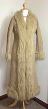 Dorothy Perkins Y2K Faux Suede Faux Fur long Maxi penny lane Afghan Coat Size 12
